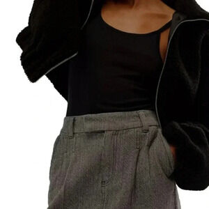 Free People FP Movement Grey Herringbone Mini Skirt Size 12 NWT Y2K Preppy Style